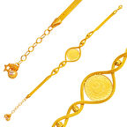 Toplu Örgü Zincir Çeyrek Altınlı Bileklik