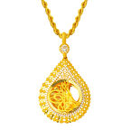 Damla Tuğra Kalpli Altın Kolye 