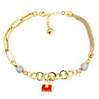 Kırmızı Çanta 14 Ayar Altın Bileklik 