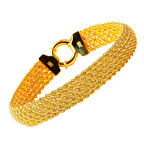 Geniş Hasır Örgü Altın Bileklik