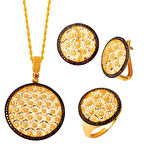 Yaşam Çiçeği Altın 3'lü Takı Seti