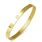 Vidalı Taşsız Kelepçe Altın Bilezik