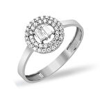 Baget Taşlı Beyaz Altın Yüzük