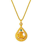 Yeşil Taşlı Damla Tuğra Altın Kolye