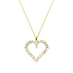 Baget Taşlı 14 Ayar Altın Kalpli Kolye