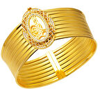 Tuğralı Hasır 14 Ayar Altın Kelepçe Bilezik