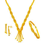 Sarmaşık Örgü  Zincirli Altın Takı Seti