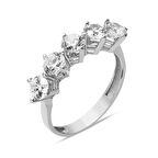 14 Ayar Beyaz Altın Beştaş Yüzük