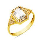 14 Ayar Altın Baget Taşlı Yüzük