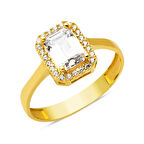 14 Ayar Altın Baget Taşlı Yüzük