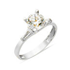 Baget Taşlı Tektaş 14 Ayar Altın Yüzük