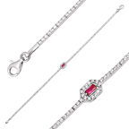 Kırmızı Baget Su Yolu Beyaz Altın Bileklik