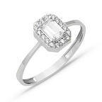 Beyaz Altın Baget Taşlı Yüzük