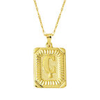 14 Ayar Altın Ç Harf Kolye Kare Plakalı