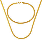 Kobra Örme Zincirli 14 Ayar Altın Kolye Bileklik Set