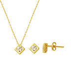 Kare Model Tektaşlı 14 Ayar Altın Set Takımı