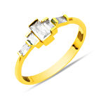 Baget Taşlı 22 Ayar Tasarım Altın Yüzük