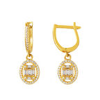 Oval Sallantılı Baget Altın Küpe 14 Ayar