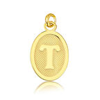 T Harfi Oval Altın Kolye Ucu