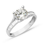 Özel Tasarım Tektaş Beyaz Altın Yüzük 14 Ayar