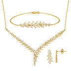 14 Ayar Markiz Taşlı Tasarım Altın Üçlü Set