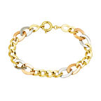 Halkalı Tria Renkli 14 Ayar Altın Kadın Bileklik