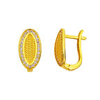 14 Ayar Oval Taşlı Hasır Altın Küpe