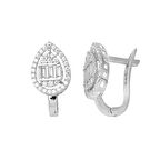 Damla Bagetli Beyaz 14 Ayar Altın Küpe