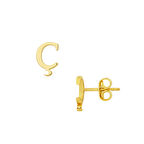 14 Ayar Ç Harfi Altın Minimal Küpe