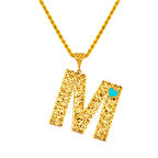 M Harfi 22 Ayar Kalpli Altın Kolye