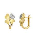 Yonca Model 14 Ayar Sarı Altın Küpe