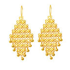 Hint İşi Sallantılı Geniş 22 Ayar Altın Küpe