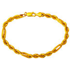 Modern Burmalı Halat Altın Bileklik 5mm.