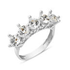 Taç 14 Ayar Beyaz Altın Beştaş Yüzük 