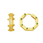 Zümrüt Işıltısı 14 Ayar Altın Halka Küpe