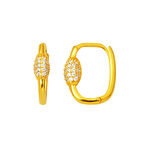 14 Ayar Taşlı Modern Tasarım Altın Küpe