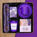 Özel Mor Fincan, Kahve, Mum, Tütsü Hediye Seti 