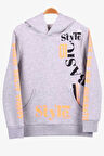 Breeze Erkek Çocuk Sweatshirt Baskılı Kapüşonlu 9-14 Yaş, Gri Melanj