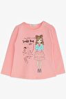 Breeze Kız Çocuk Uzun Kollu Tişört Baskılı 1-4 Yaş, Somon