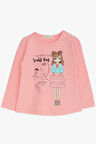 Breeze Kız Çocuk Uzun Kollu Tişört Baskılı 1-4 Yaş, Somon