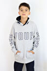 Breeze Erkek Çocuk Yazı Baskılı Sweatshirt 9-16 Yaş, Gri Melanj