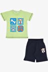 Breeze Erkek Çocuk Şortlu Takım Sevimli Köpekçik 1-4 Yaş, Fıstık Yeşili