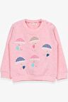 Breeze Kız Çocuk Sweatshirt Şemsiyeli Kız Baskılı 1.5-5 Yaş, Somon Melanj