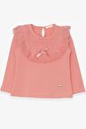 Breeze Kız Çocuk Uzun Kollu Tişört Fiyonklu Güpürlü 1.5-5 Yaş, Somon