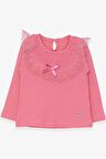 Breeze Kız Çocuk Uzun Kollu Tişört Fiyonklu Güpürlü 1.5-5 Yaş, Mercan