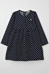 Breeze Kız Çocuk Uzun Kollu Elbise Puantiye Desenli 4-8 Yaş, Lacivert