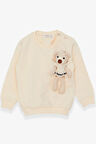 Breeze Kız Çocuk Sweatshirt Ayıcık Aksesuarlı 1.5-5 Yaş, Krem