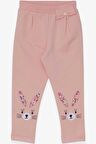 Breeze Kız Bebek Tayt Pantolon Tavşan Nakışlı 9 Ay-3 Yaş, Pudra