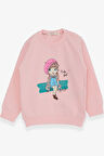 Breeze Kız Çocuk Sweatshirt Sevimli Kız Baskılı 1.5-5 Yaş, Pudra