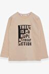Breeze Erkek Çocuk Uzun Kollu Tişört Yazı Baskılı 6-12 Yaş, Bej